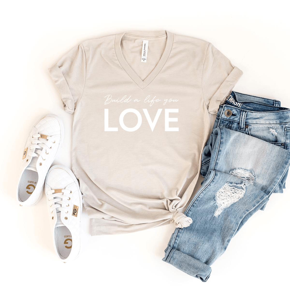 Build A Life You Love - Bella+Canvas V-Neck Tee