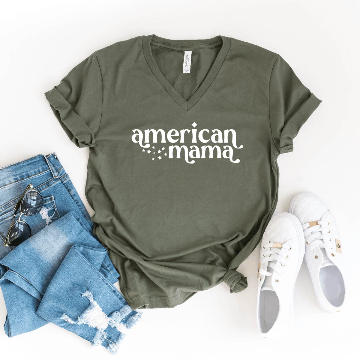 American Mama - Bella+Canvas V-Neck Tee