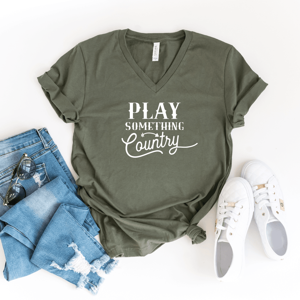 Play Something Country - Bella+Canvas V-Neck Tee