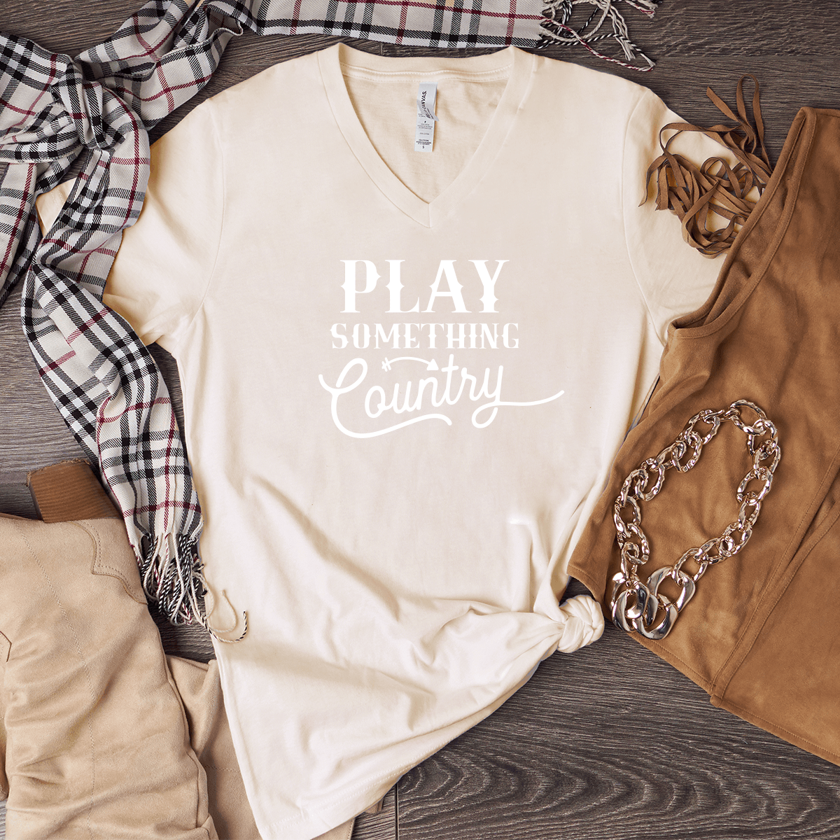 Play Something Country - Bella+Canvas V-Neck Tee